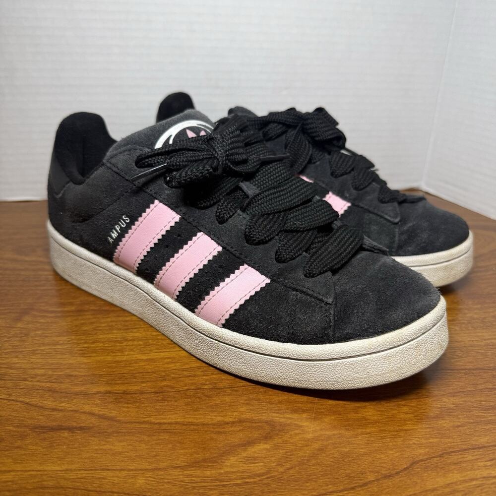 Adidas Campus Black Pink Suede Skate Sneakers Women's Size 7 Casual Shoes